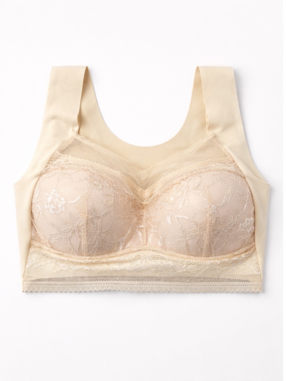 Beige Lace Wireless Bralette – Seamless Support Bra Size 4XL NWT
